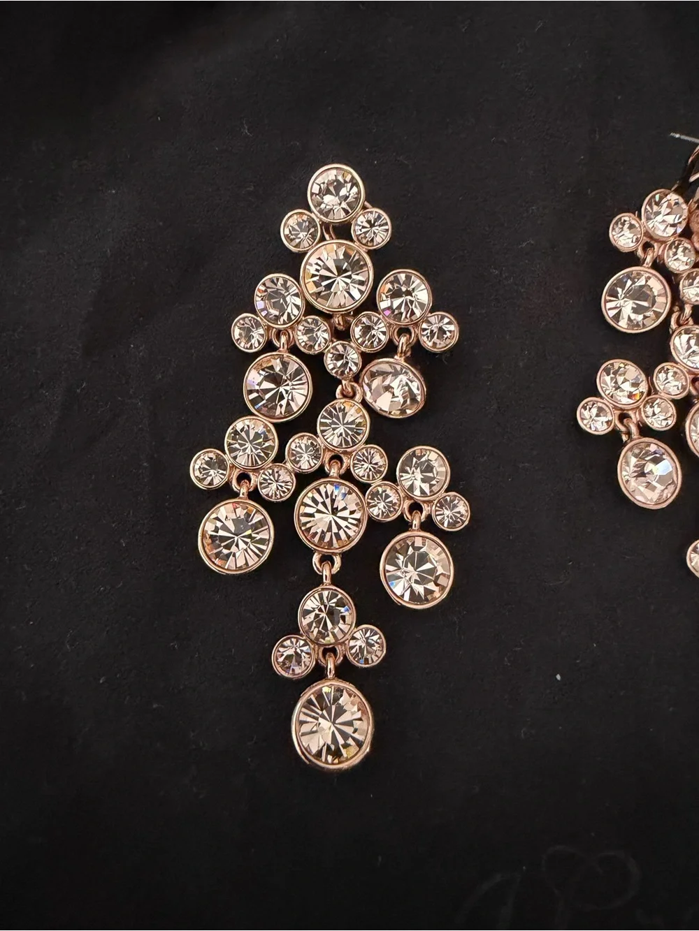 Givenchy Rose Goldtone Peach Bezel Crystal Chandelier Statement Earrings - Picture 10 of 11